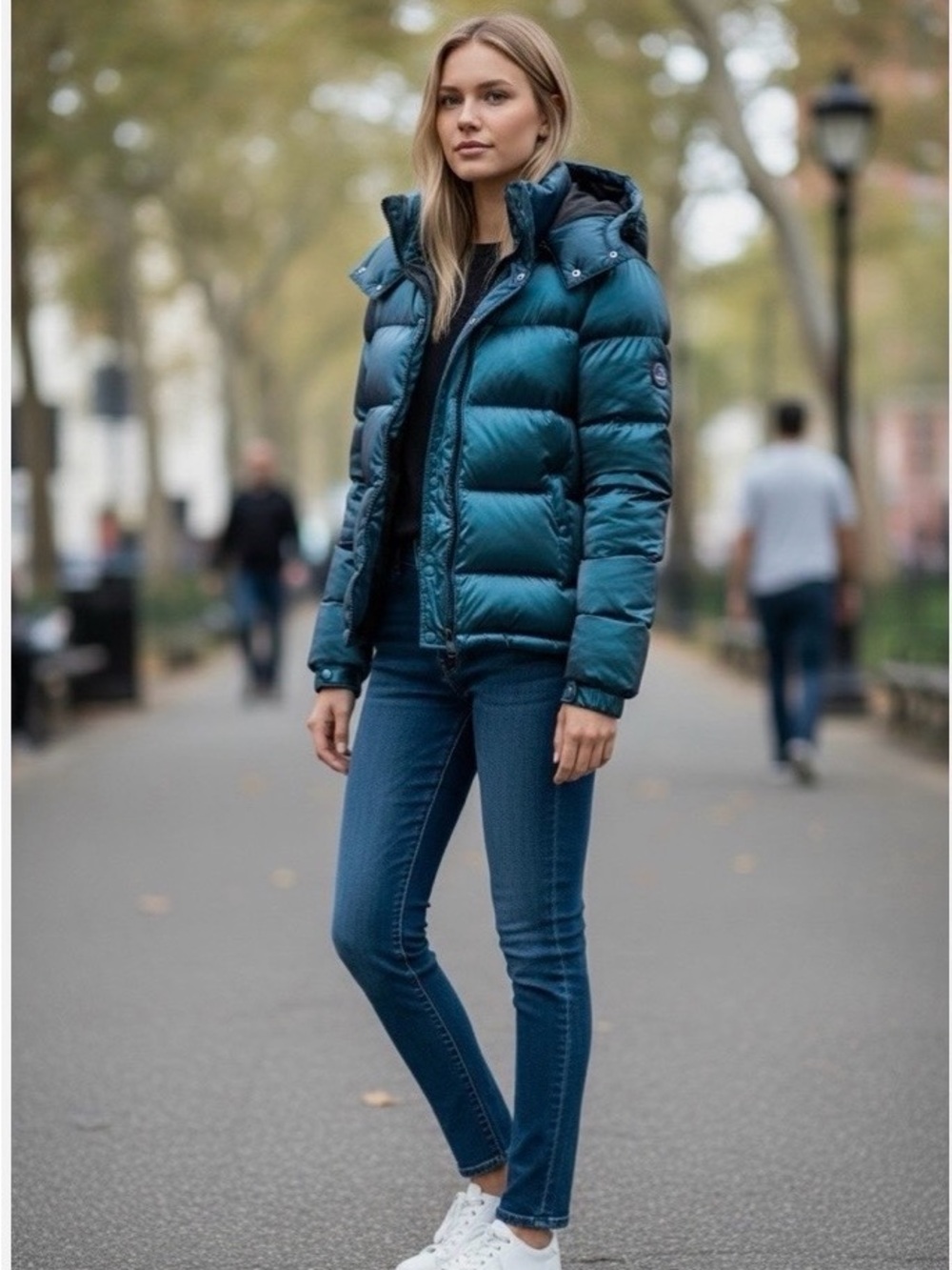 Aritzia Teal Hooded Puffer Jacket